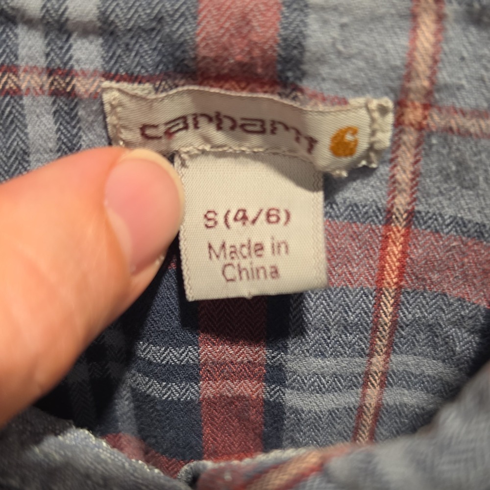 Carhartt Womens Plaid Button-Up Long Sleeve Shirt Blue Red White S (4/6) Pockets - Picture 2 of 3